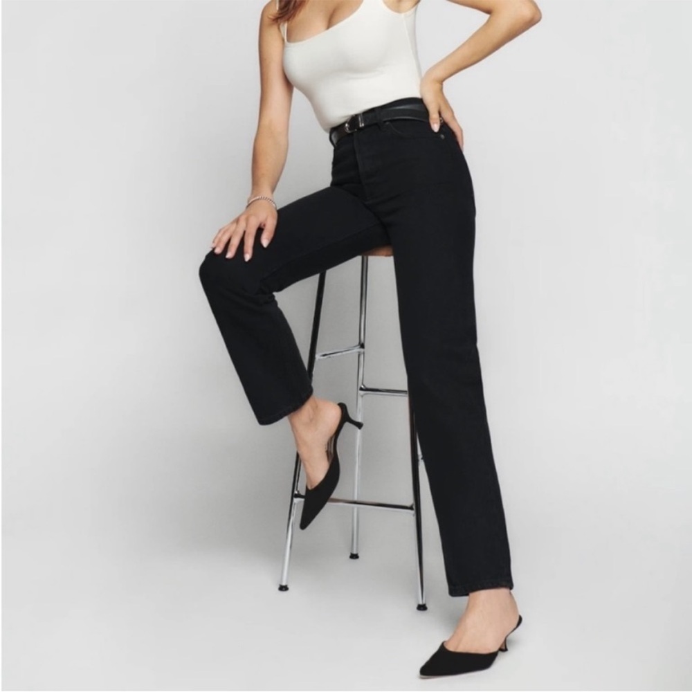 Reformation Cynthia High Rise Black Denim Jeans wash Seattle